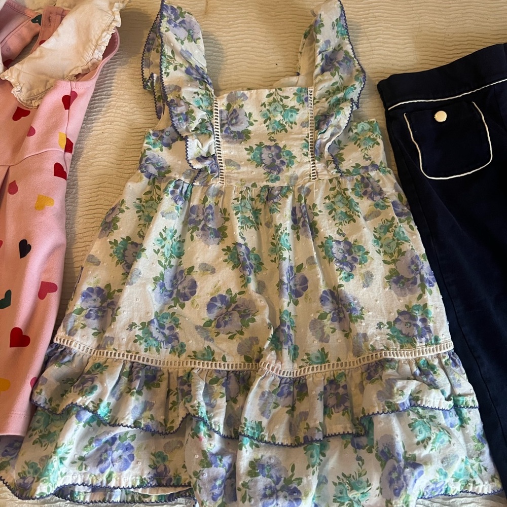 Janie and Jack Floral Ruffle Sundress in Lavender and Green